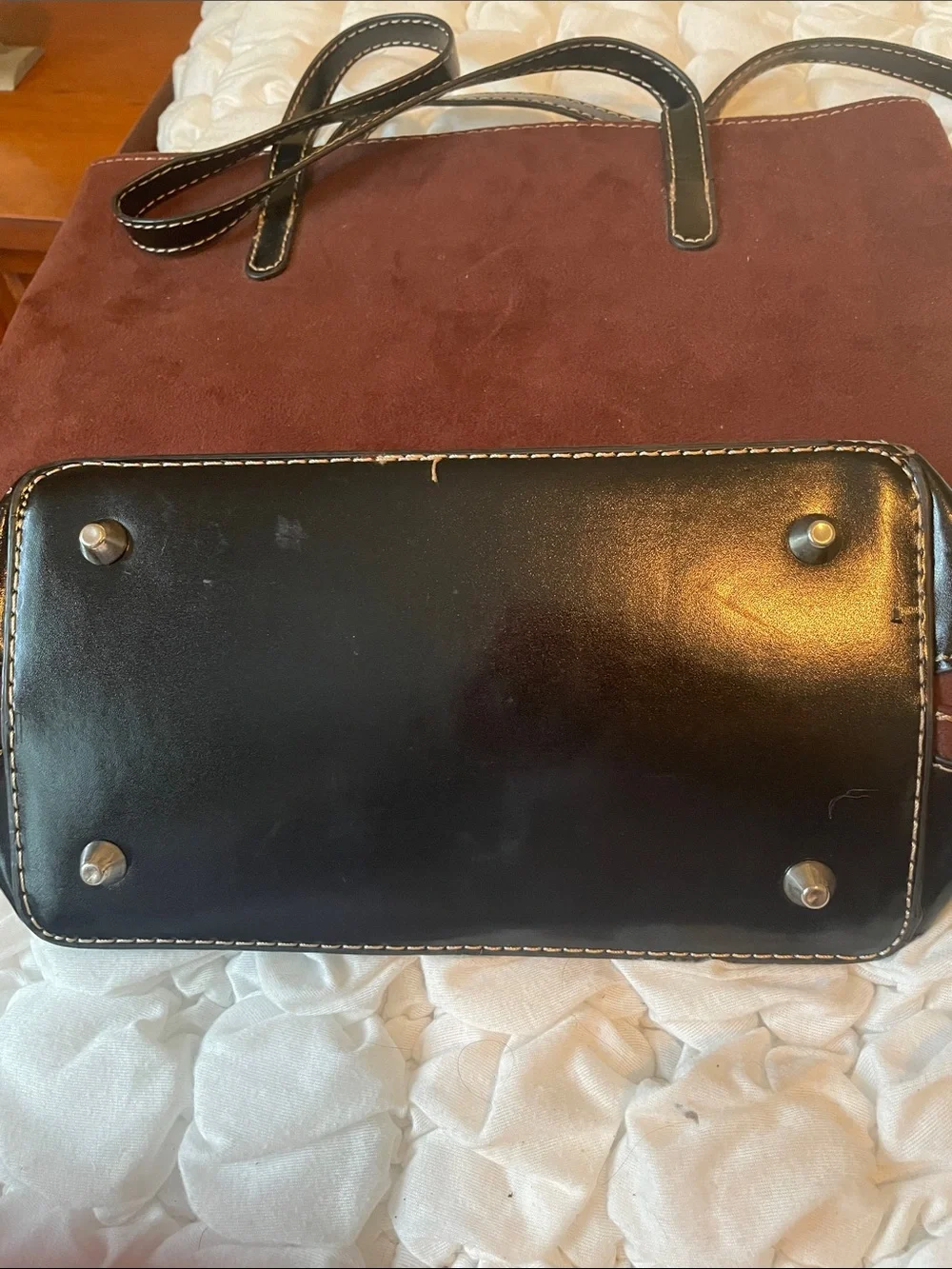 kate spade Two-Tone Suede and Leather Messenger Bag in Brown and Black